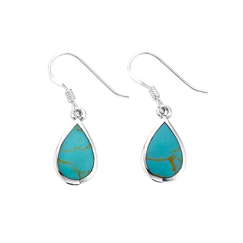 PEAR SHAPED TURQUOISE EAR DROPS.