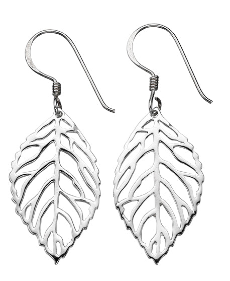 SILVER LEAF EARRINGS.