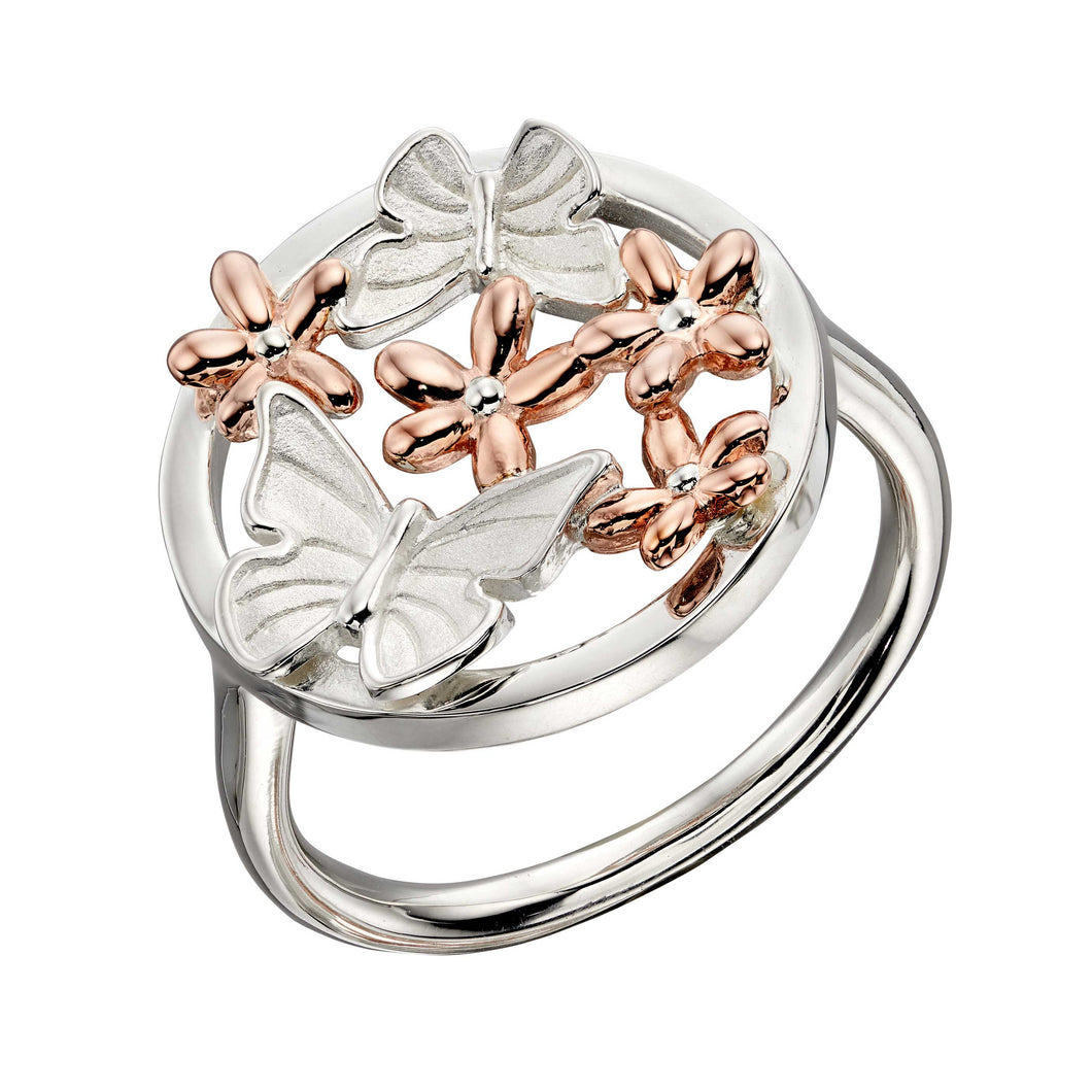 BUTTERFLY AND FLOWERS RING